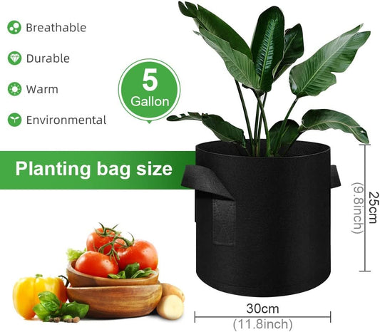 Fabric Grow Bags 5 Gallon (5-Pack)