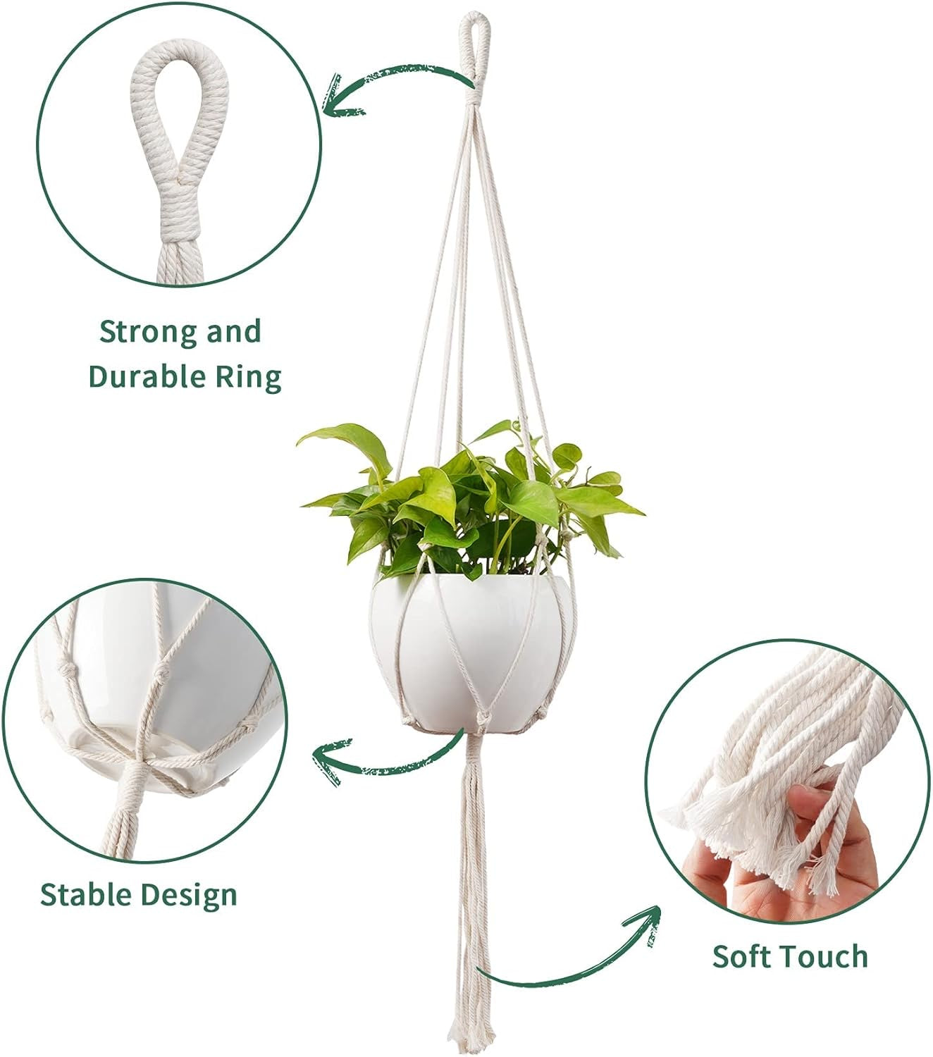 Hanging Macrame Planter with Ceramic Pot