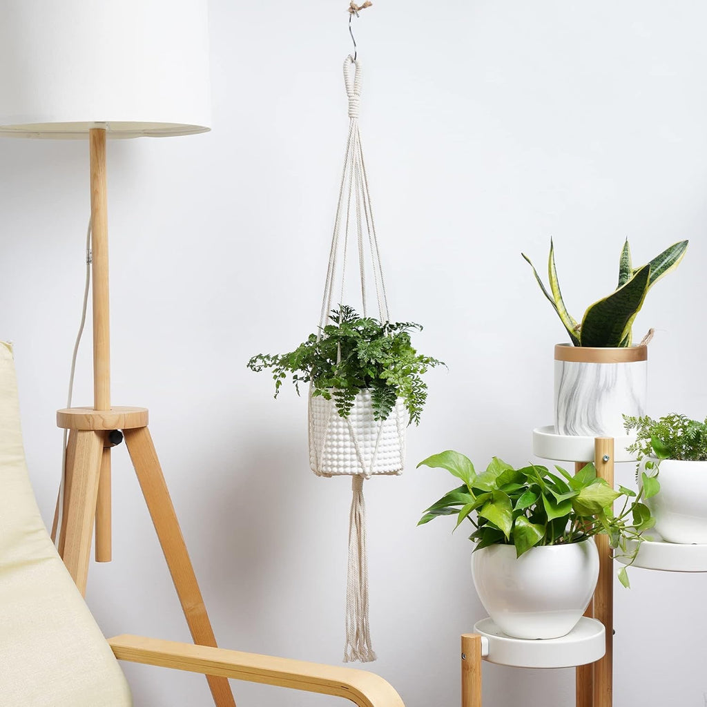 Hanging Macrame Planter with Ceramic Pot