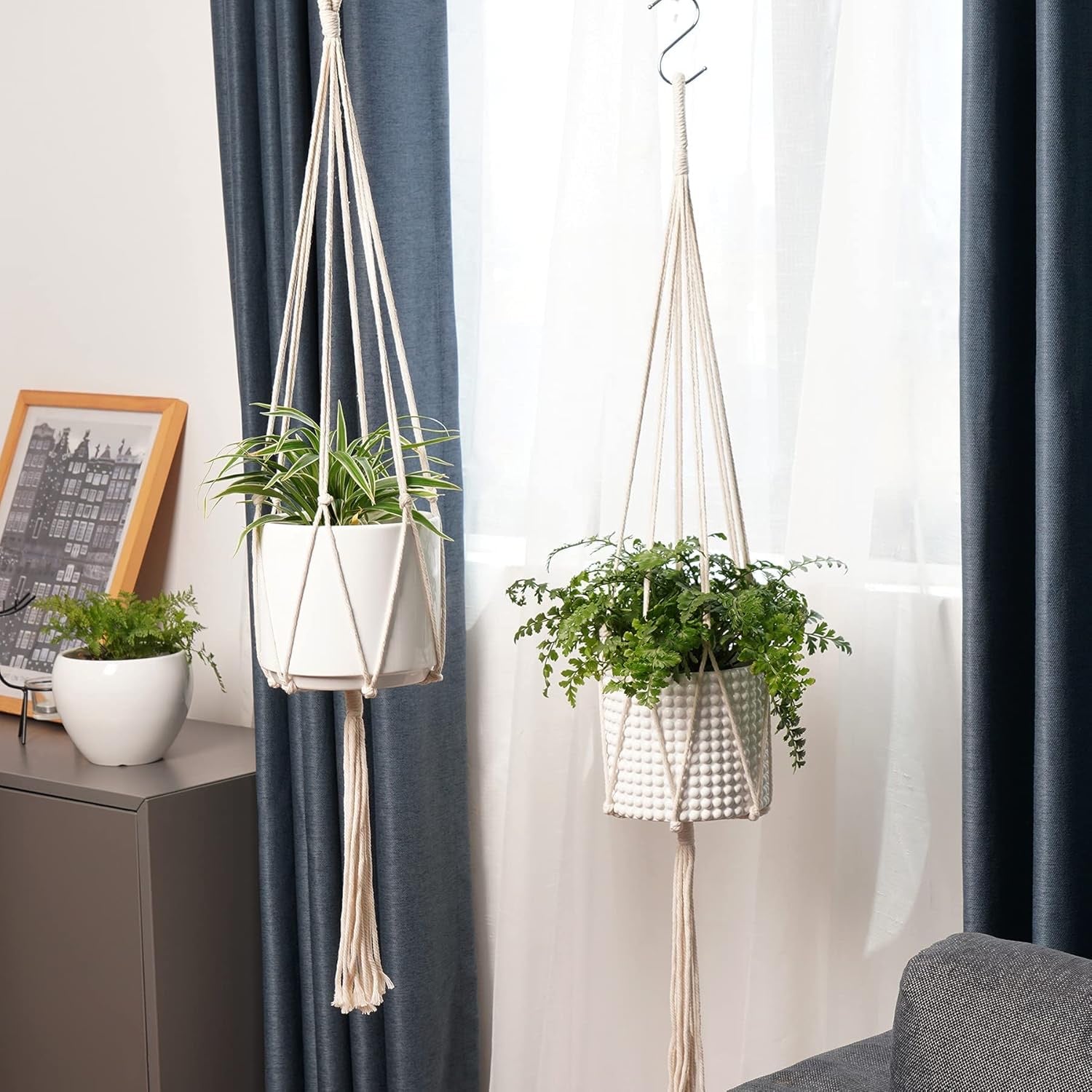 Hanging Macrame Planter with Ceramic Pot
