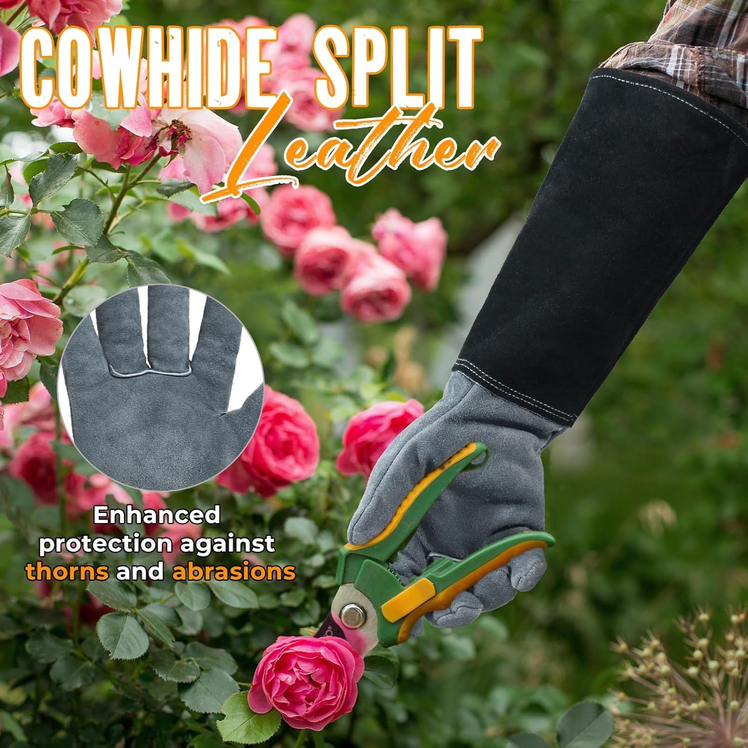 Heavy-Duty Leather Gardening Gloves